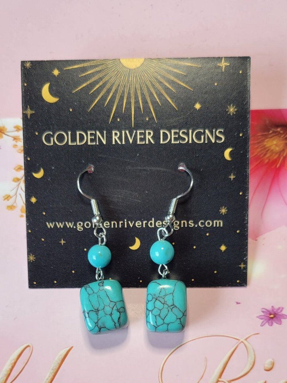 Turquoise Stone Silver Plated Earrings